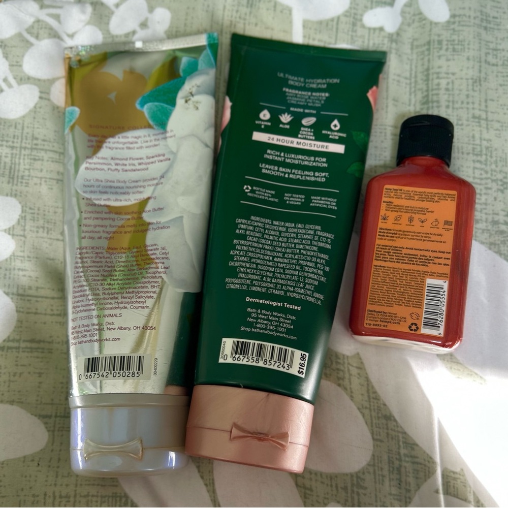 Bath & Body Works + Hempz Hand & Body Lotion Set of 3 Floral & Seasonal Scents - Picture 3 of 3